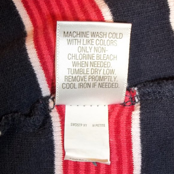 Croft & Barrow Womens Top Blouse Size PM 3/4 Sleeves Snaps Striped Red Blue - Picture 7 of 7